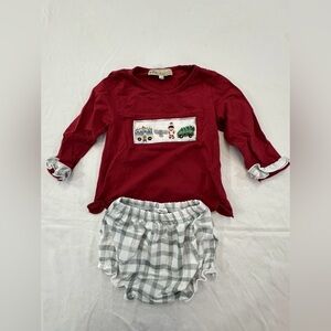 Southern Darlin Smocks 18 M Christmas Shirt and  Diaper Cover